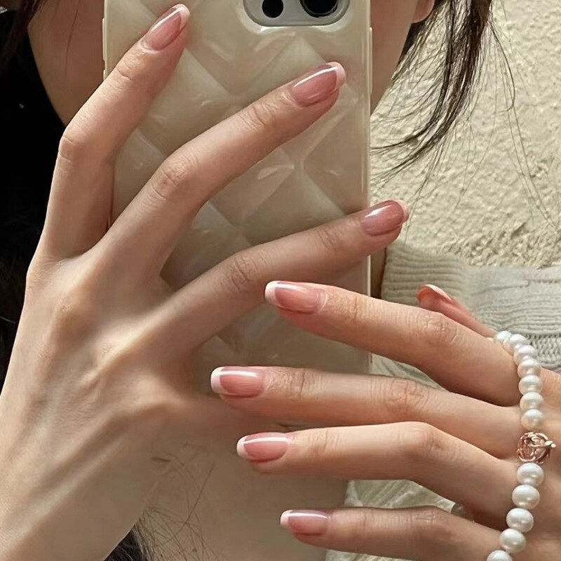 Thumbnail: 24Pcs checkerboard False Nails Wearable Fake Nails Full Cover Press On Square H