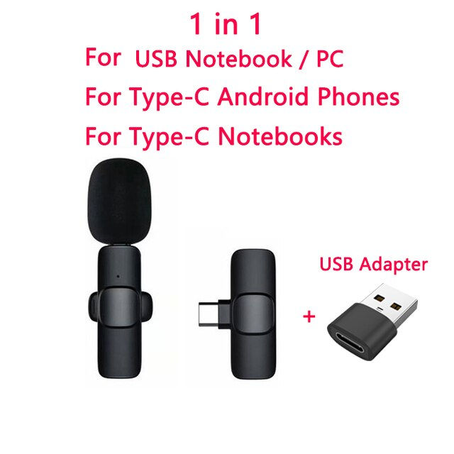 Thumbnail: Wireless Lavalier Microphone Audio Video Recording Mini Mic For iPhone iPad And