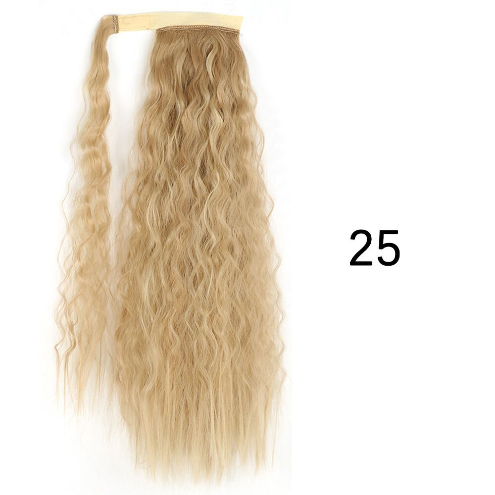 Thumbnail: Synthetic 85cm Long Wavy Ponytail Clip In Hair Extensions Wrap Around Corn Wavy