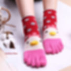 Thumbnail: Novelty Cute Ankle Five Finger Happy Socks Woman Print Cotton Dispensing White 