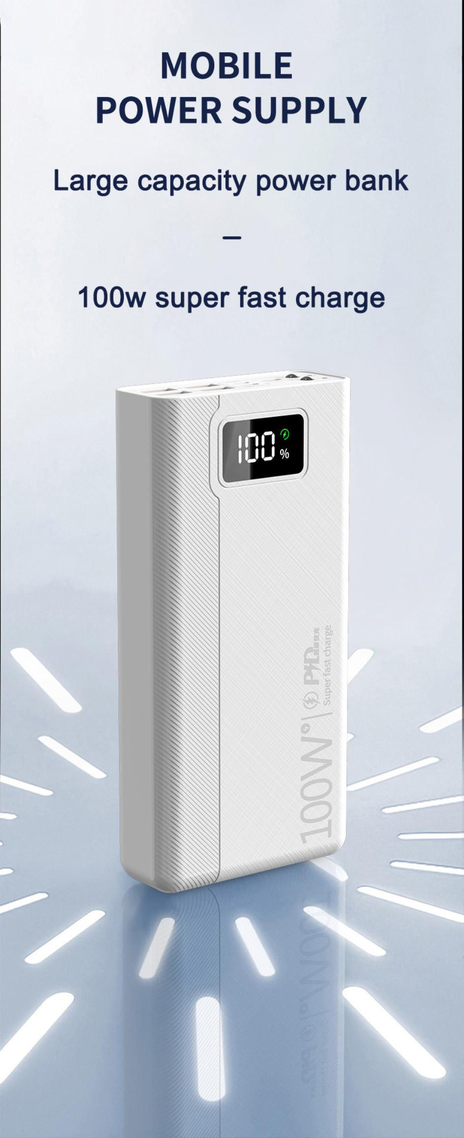 Thumbnail: New 100W Super Fast Charging Power Bank 100000mAh 4 USB powerbank for 14 powerb