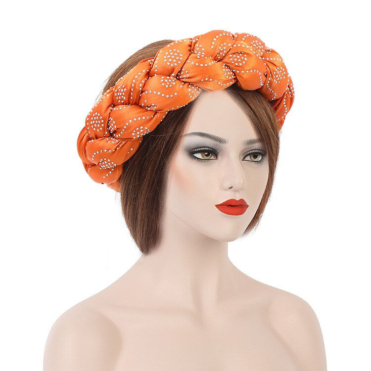 Thumbnail: 2022 Latest Exaggerated big satin twist braid Handmade African Cap Nigerian Wed