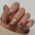 Thumbnail: 24pcs Simple Style Nail Art Colorful Lines Fake Nails In Shape Of Water Drop Pr