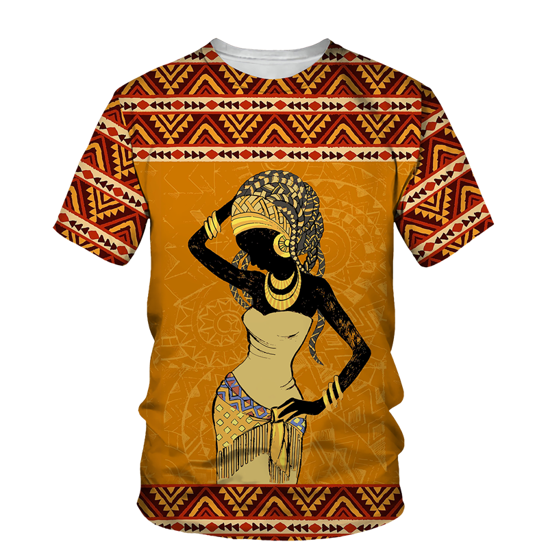 Thumbnail: Funny African Girl Print Tees/Suits Dashiki Ethnic Style Men/Women Casual T-Shi