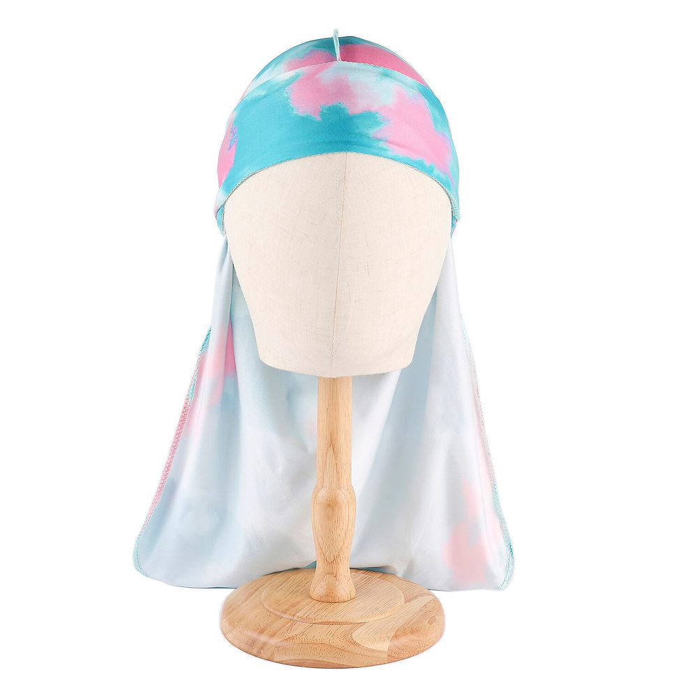 Thumbnail: Spandex Durag & Wave Cap Set Longtail Hiphap Fashion Head Wrap
