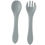 Thumbnail: Silicone Baby Feeding Spoon Fork with Wooden Handle Kids Learn To Eat Children'