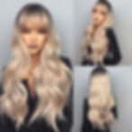 Thumbnail: HAIRCUBE Long Ombre Brown Black Light Blonde Synthetic Wigs with Bangs Heat Res