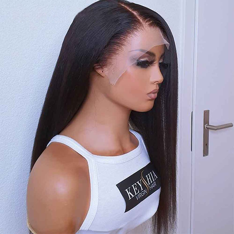 Thumbnail: Natural Black Soft Long 28inches 200Density Yaki Kinky Straight Deep Lace Front