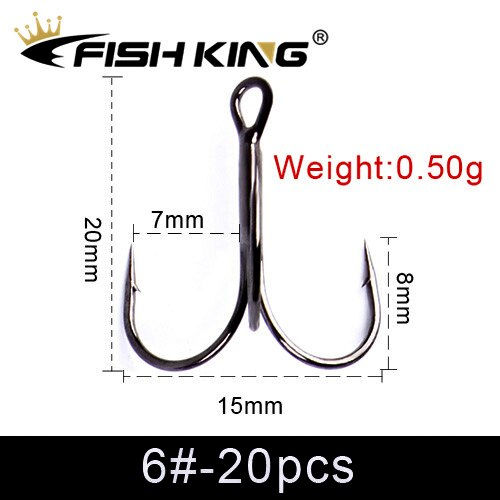Thumbnail: FISH KING 20pcs/Pack Fishing Hook High Carbon Steel Black Nickel Super Sharp Tr