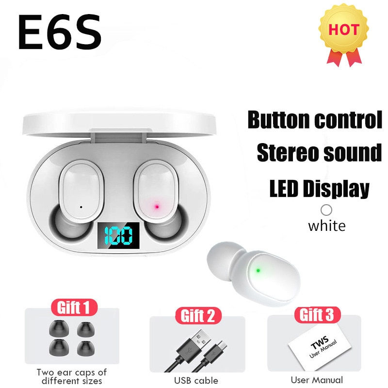 Thumbnail: TWS E6S Fone Bluetooth Earphones Wireless Headphones LED Display Noise Cancelli