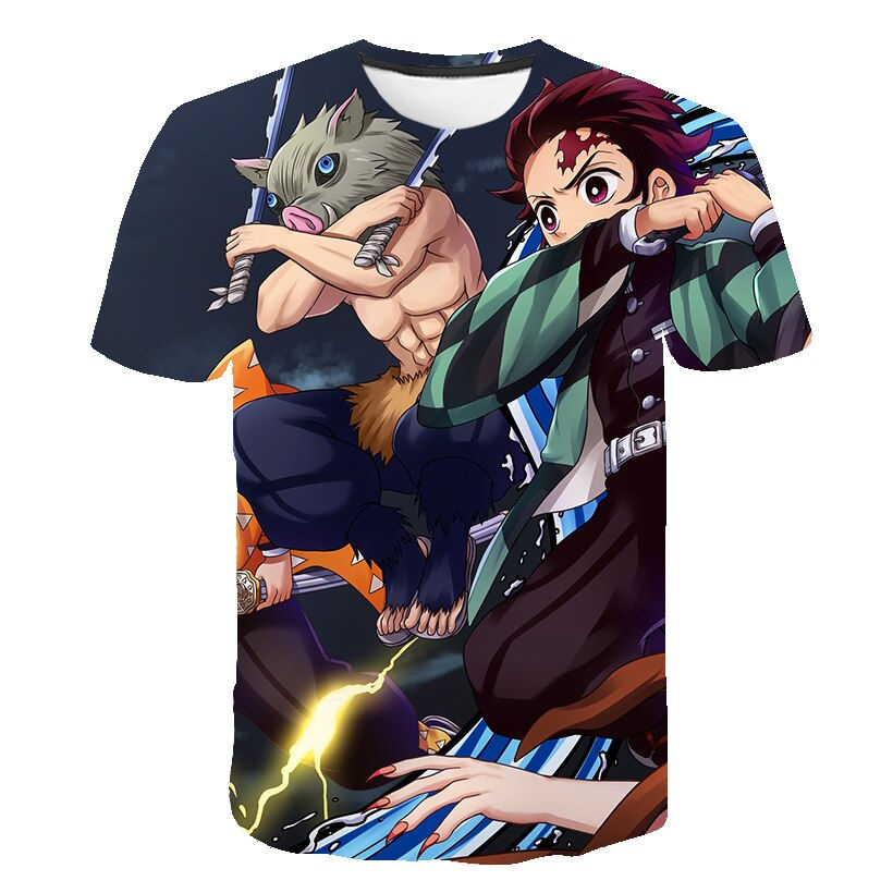 Thumbnail: 2023 Demon Slayer Boys Girls T-Shirts Summer Short Sleeves Tees Tops Kids Carto