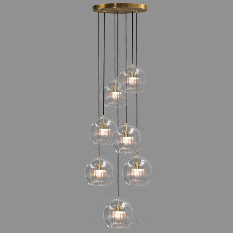 Thumbnail: Led Large Glass Ceiling Chandelier Hotel Restaurant Staircase Hanging Lamps for