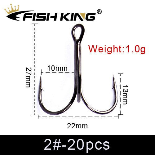 Thumbnail: FISH KING 20pcs/Pack Fishing Hook High Carbon Steel Black Nickel Super Sharp Tr