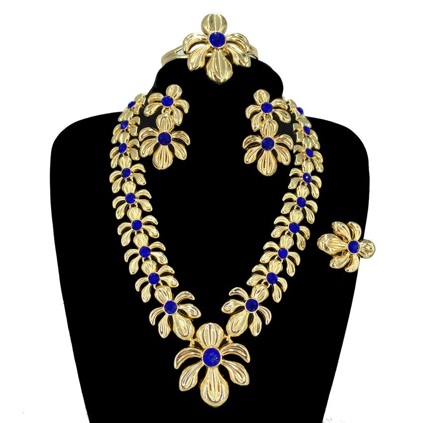 Thumbnail: New In Fashion Italian Gold Plated Necklace Earrings Bracelet Ring Luxury Ladie