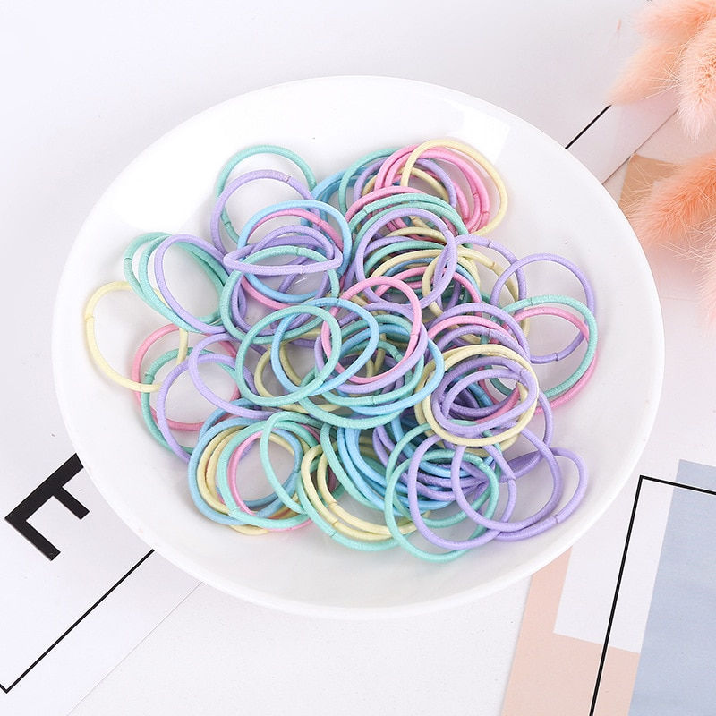 Miniature : 100pcs/lot 3CM Hair Accessories Girls Rubber bands Scrunchy Elastic Hair Bands 