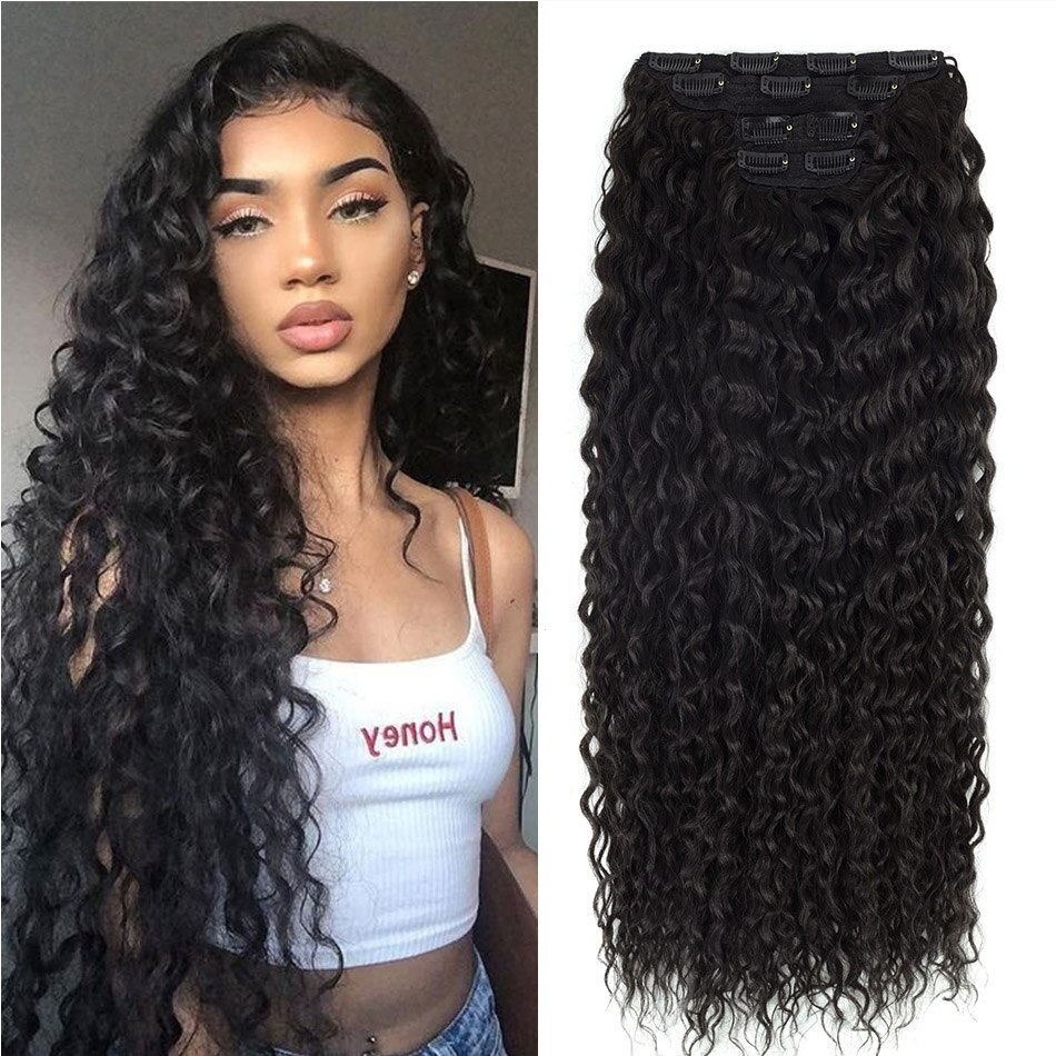 Thumbnail: Synthetic Hair Extensions Clip-In Hair Extensions 28"Kinky Curly Hair Extension