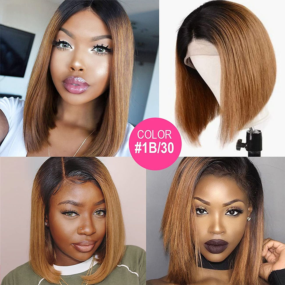 Thumbnail: Sunray Lace front Ombre Honey Blonde Bob Wig 13x1 Honey Brown Straight Human Ha
