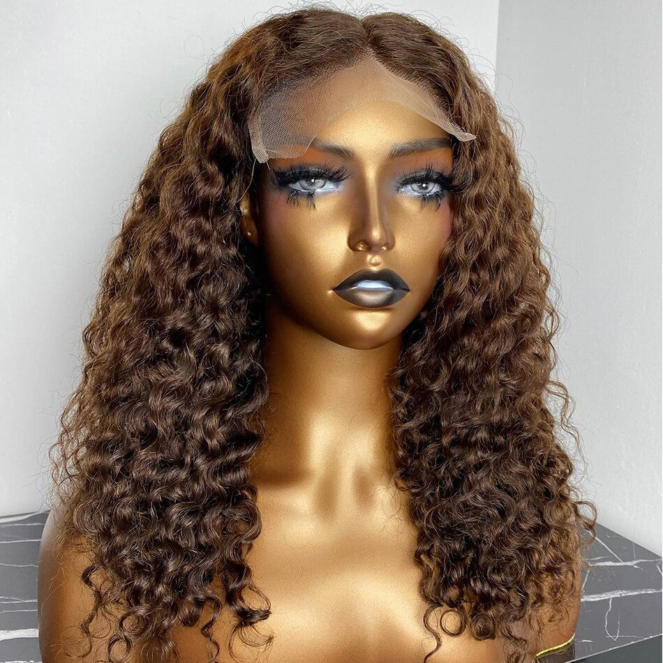 180%Density 26Inch Long Brown Kinky Curly Lace Front Wig For Women With Baby H
