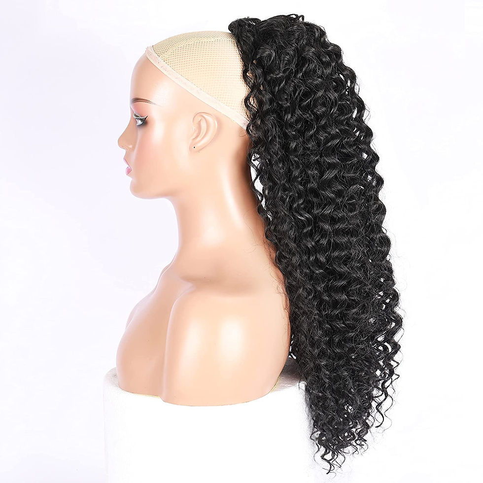 Thumbnail: Kinky Curly Ponytail Long Natural Synthetic Drawstring Ponytail Clip-In Hair Ex