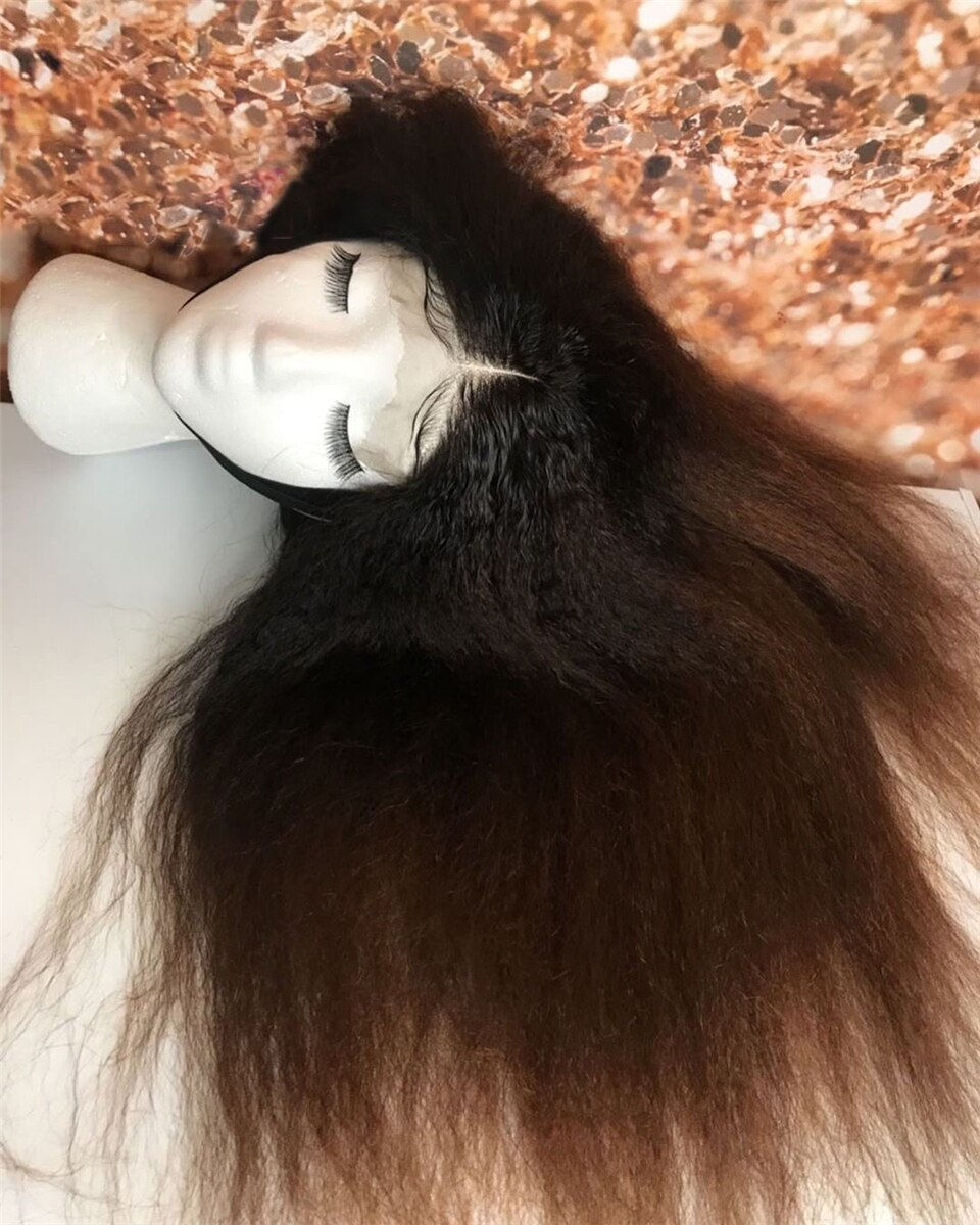 Thumbnail: Soft Long Ombre Honey Blonde 28inch 180Density Yaki Kinky Straight Lace Front W
