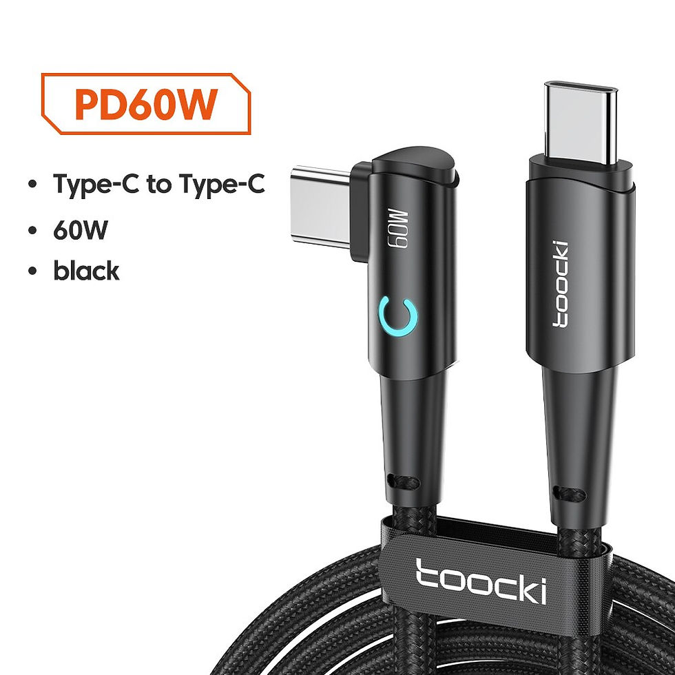 Thumbnail: Toocki 100w Type C to USB C Cable 90 Degree Elbow PD Fast Charging Led Data Cab
