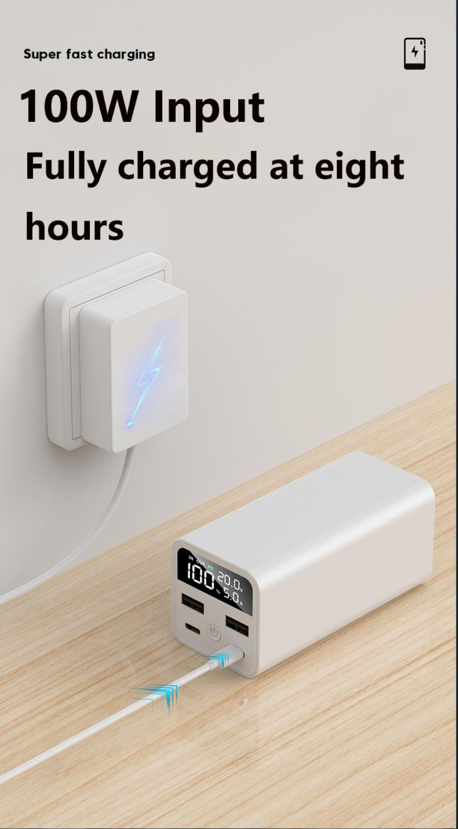 Thumbnail: 20000mAh Power Bank 100W PD Two-Way Fast Charging Powerbank for 14 13 S22 Lapto