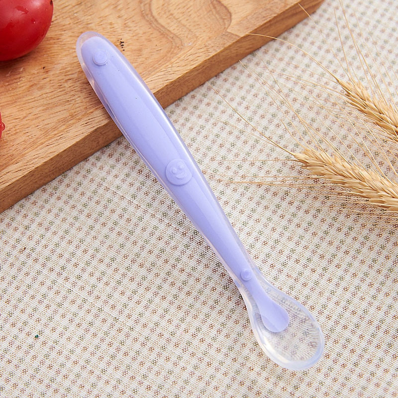 Thumbnail: Baby Soft Silicone Spoon with Storage Box Candy Color Temperature Sensing Spoon