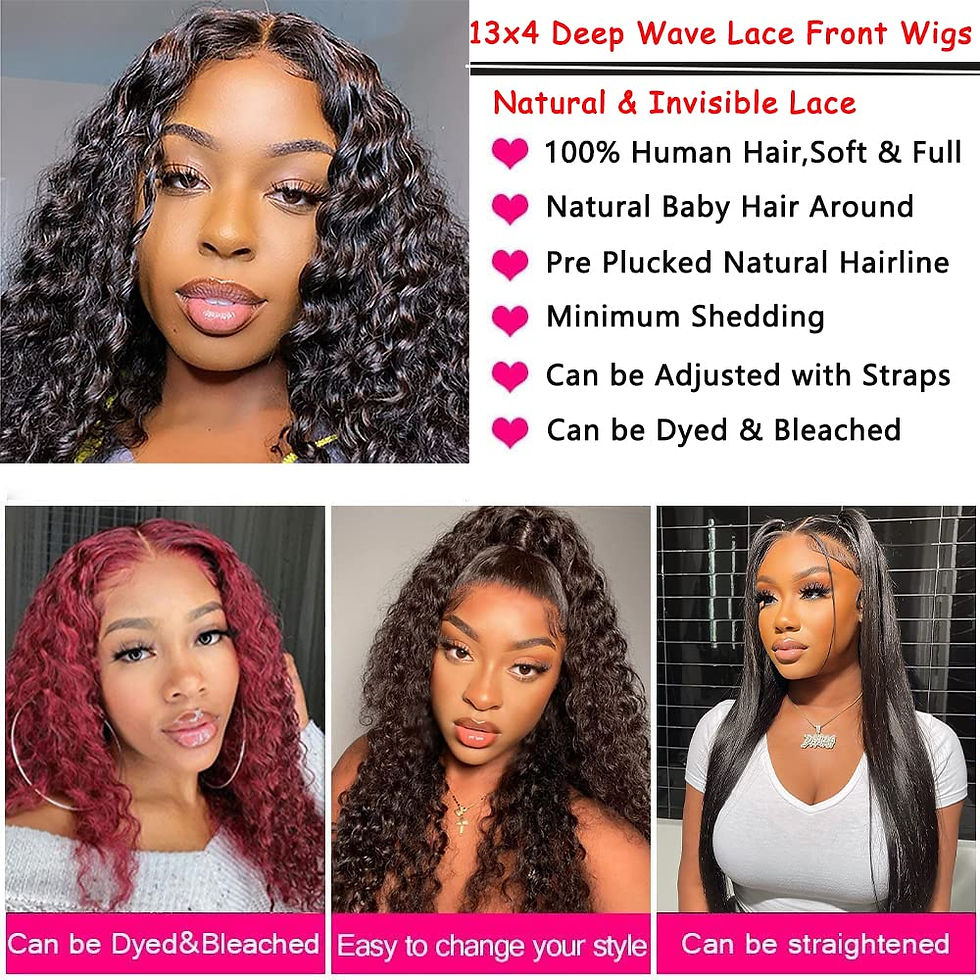 Thumbnail: Deep Wave 13x4 Lace Frontal Human Hair Wig Brazilian 30 32 Inch HD Transpare La