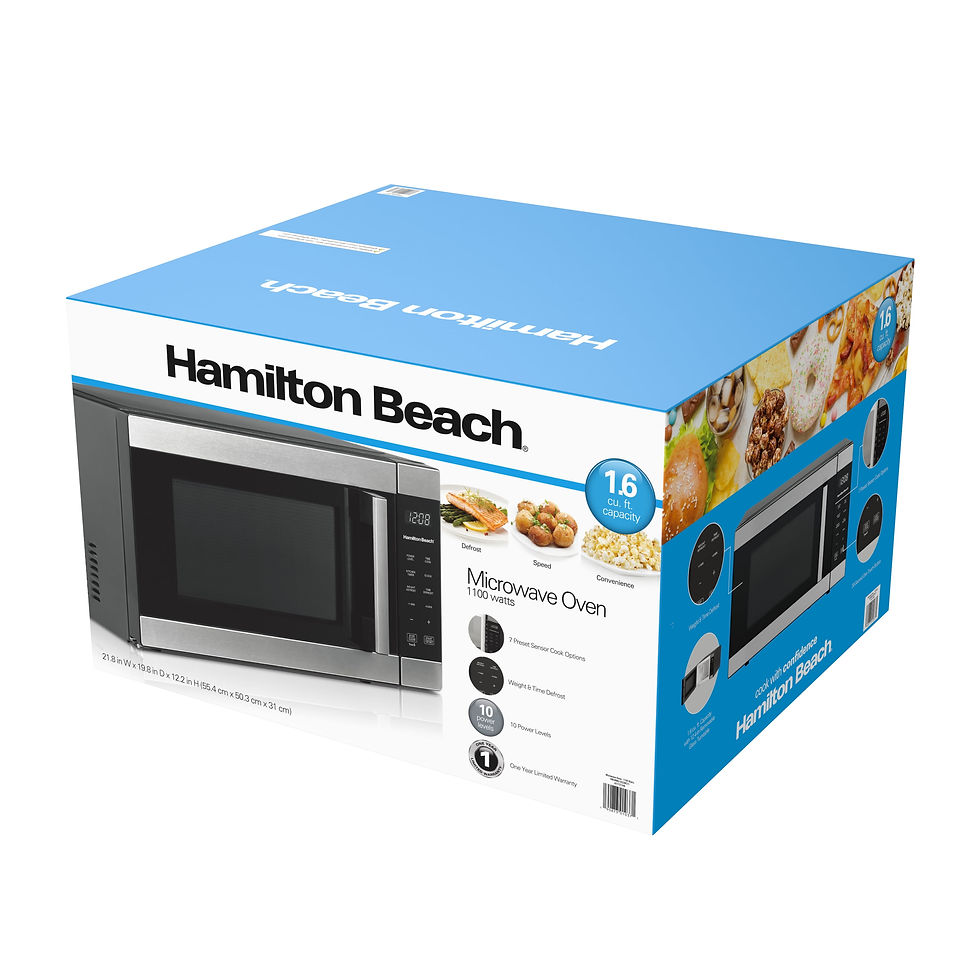 Thumbnail: Hamilton Beach 1.6 Cu ft Sensor Cook Countertop Microwave Oven, 1100 Watts, Sta
