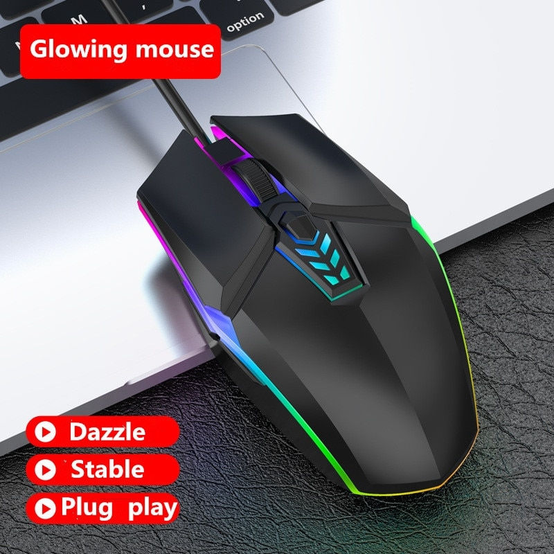 Thumbnail: Wired Gaming Mouse 1600 DPI Optical 6 Button USB Mouse With RGB BackLight Mute 