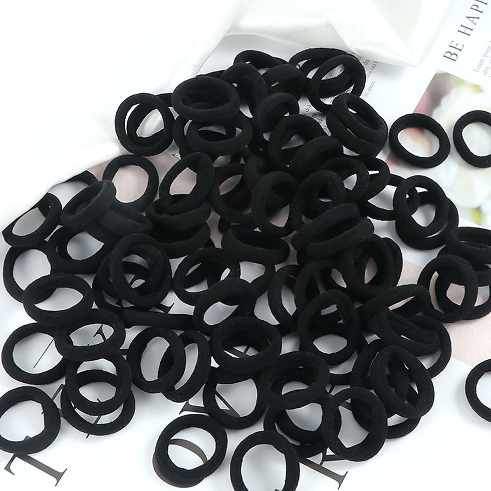 Thumbnail: 100pcs/Set Black Solid Rubber Band for Women Girl Nylon Small Big Elastic Hair 