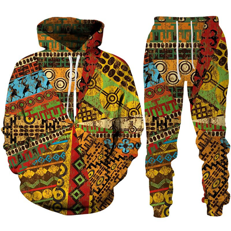 Thumbnail: Colorful Folk-Custom 3D Print Hoodie+Pants Suit Men Women Long Sleeve Sports Tr
