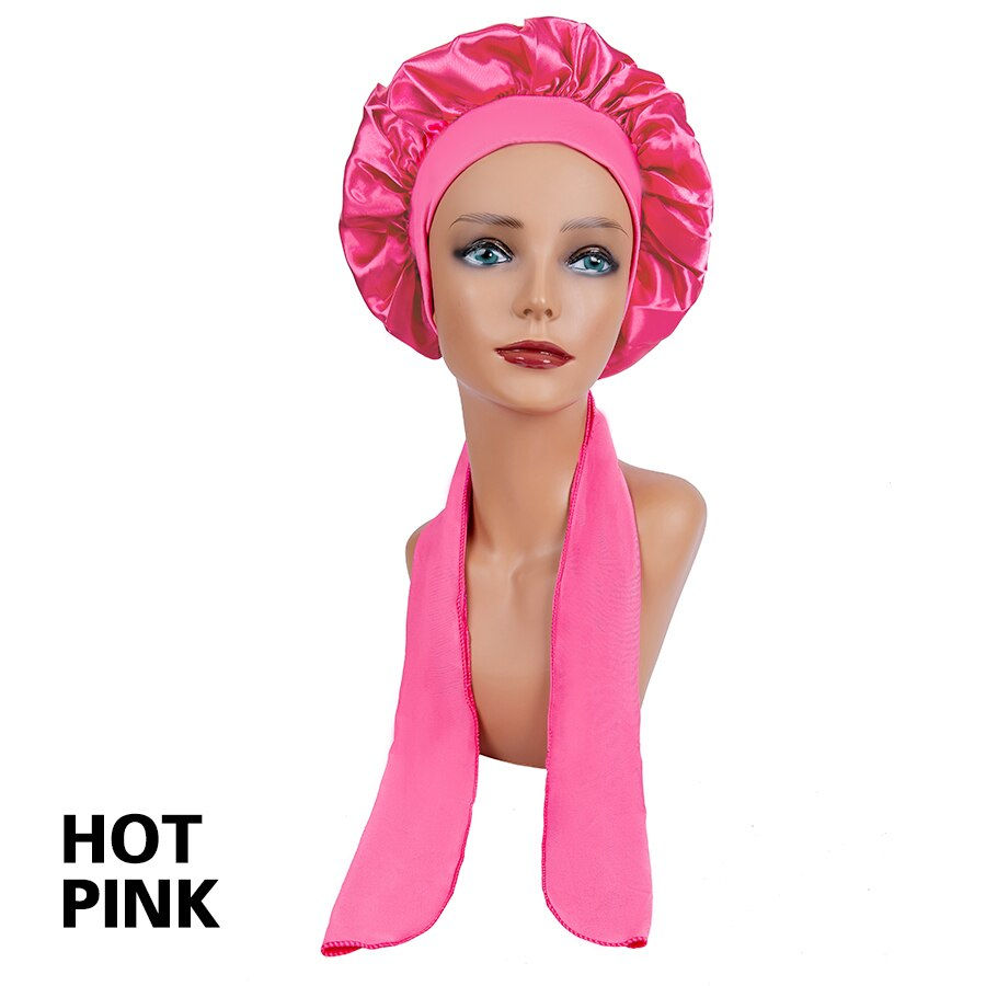 Thumbnail: Leeons Silk Sleeping Cap Night Hat Head Cover Bonnet Satin Cheveux Nuit For Cur