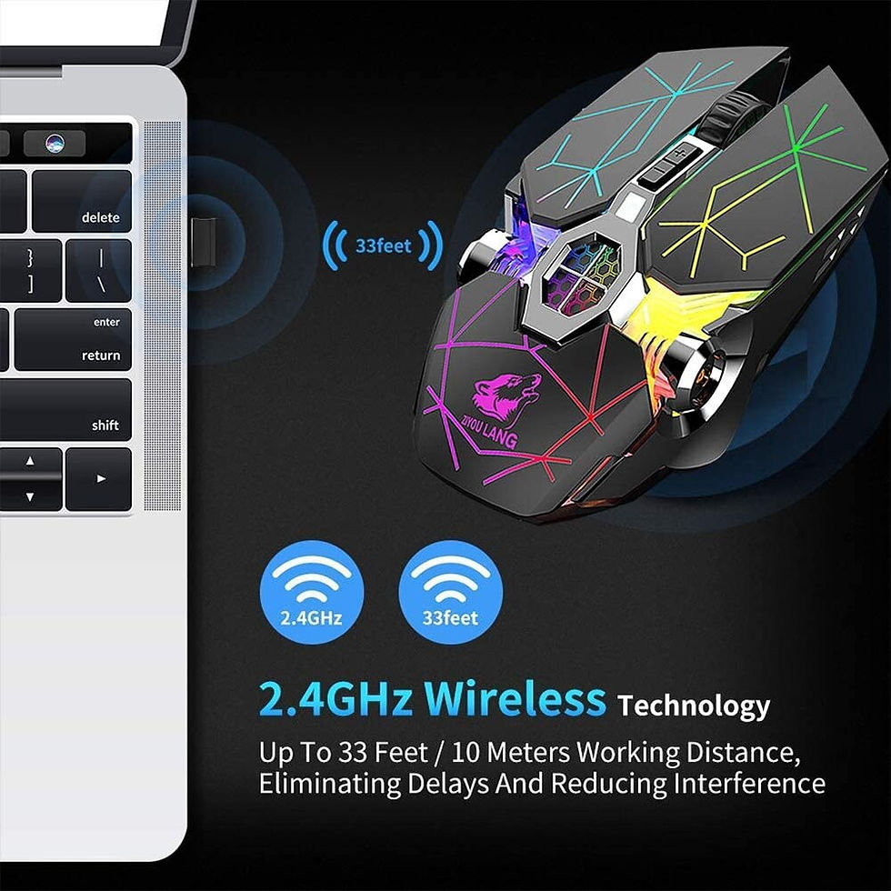 Thumbnail: Wireless Gaming Mouse Rechargeable RGB Lights Adjustable DPI Quiet Click Auto S