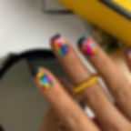 Thumbnail: 24pcs Simple Style Nail Art Colorful Lines Fake Nails In Shape Of Water Drop Pr