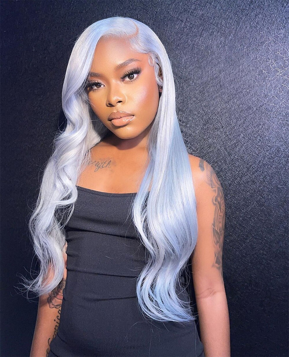 Thumbnail: 250% Gray Body Wave Lace Front Wig 13x4 13x6 Lace Frontal Human Hair Wigs Trans
