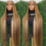 Highlight Ombre Brown Blonde Straight Hair Wigs HD Transparent Lace Front Wig B