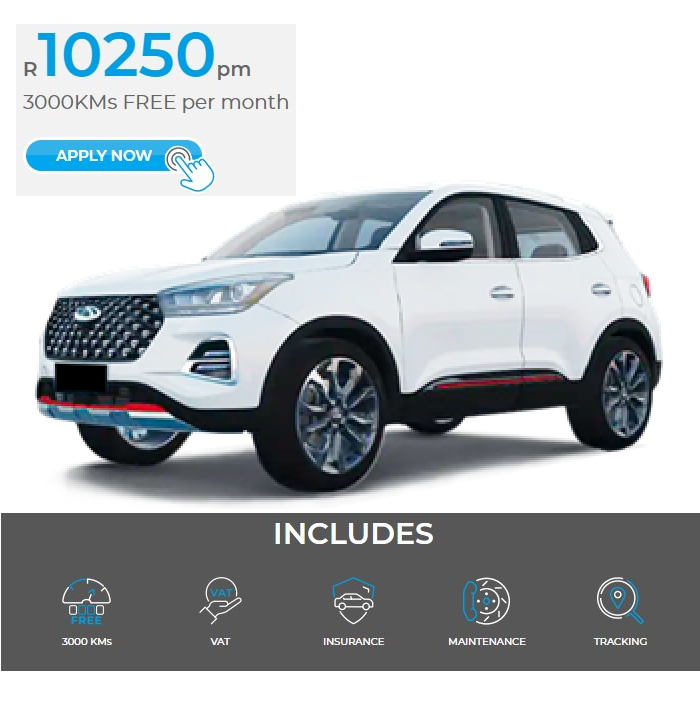R10,250 P/M - Lease Chery Tiggo Pro 4 - 3 TO 24 MONTH