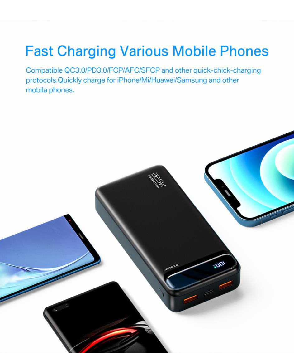 Thumbnail: Power Bank 20000mAh Portable Charger External Battery PD 3.0 Fast Charging Powe