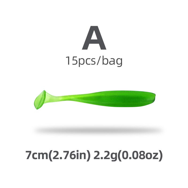 Thumbnail: HANDING PVC Material 5/7/9cm 15Pcs T-Tail Grub Worm Baits Fish Tackle Accessory