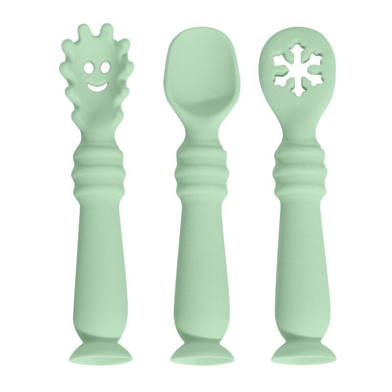 Thumbnail: 1PC Baby Spoon Food Grade Silicone Teether Toys Infant Learning Feeding Scoop U