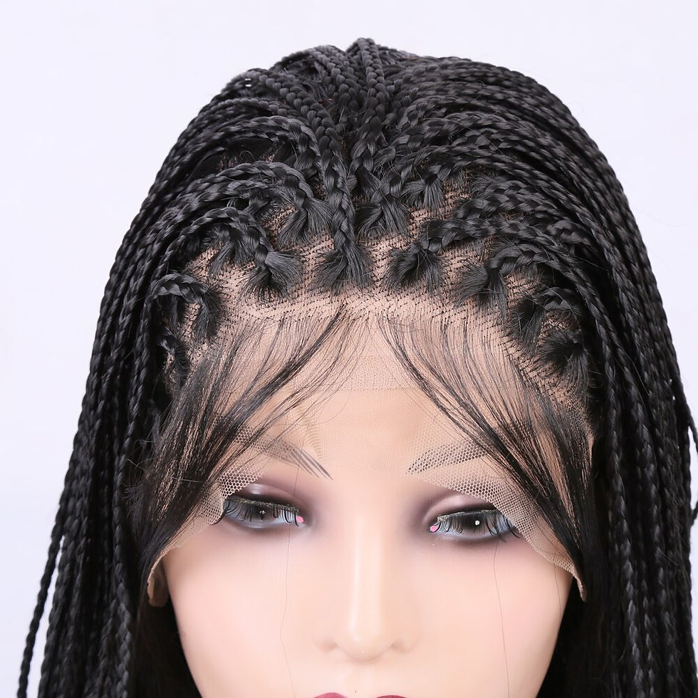 Thumbnail: Glueless Long Synthetic Swiss 13x4Lace Front Wig with Baby Hair box braided Wig