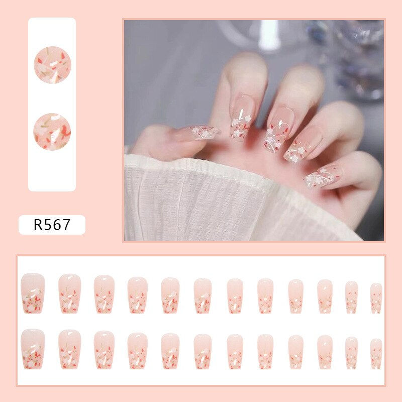 Thumbnail: 24Ps Childlike Fake Nails With Glue Cute Kawaii Personality Stick On Nails Fals