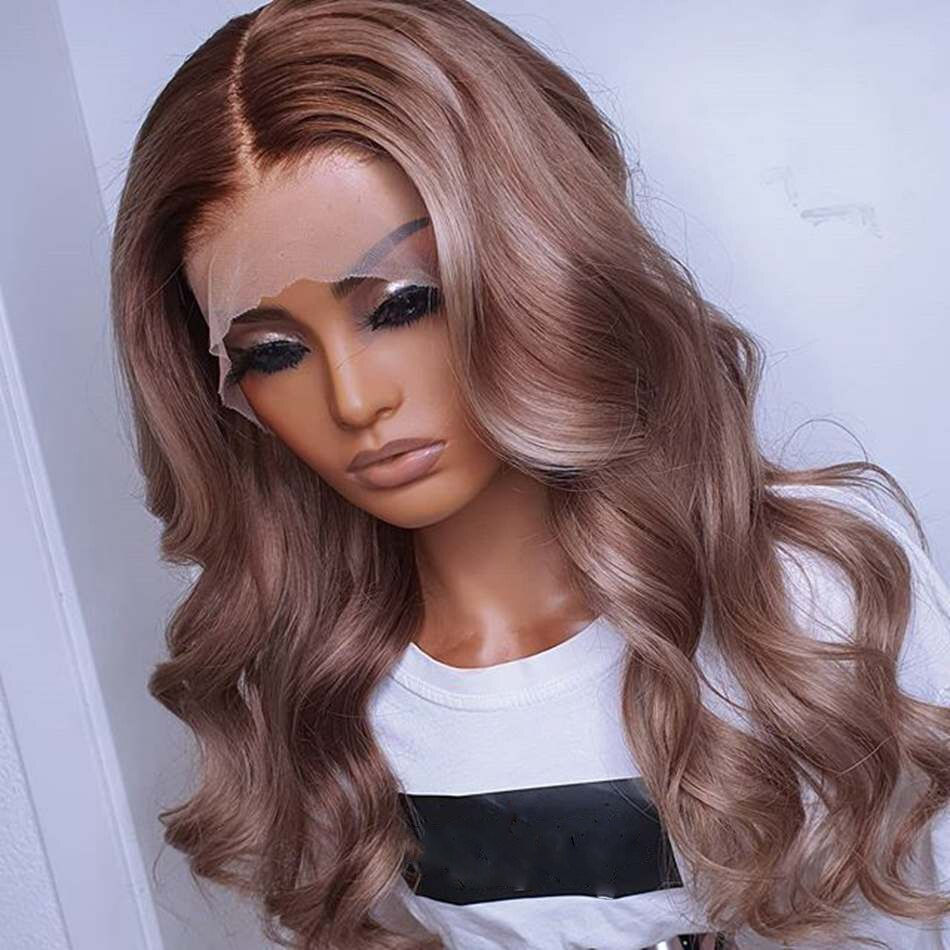 Highlight Ombre Ash Blonde 26 Inch Long Body Wave 13x4 Lace Front Wig For Black