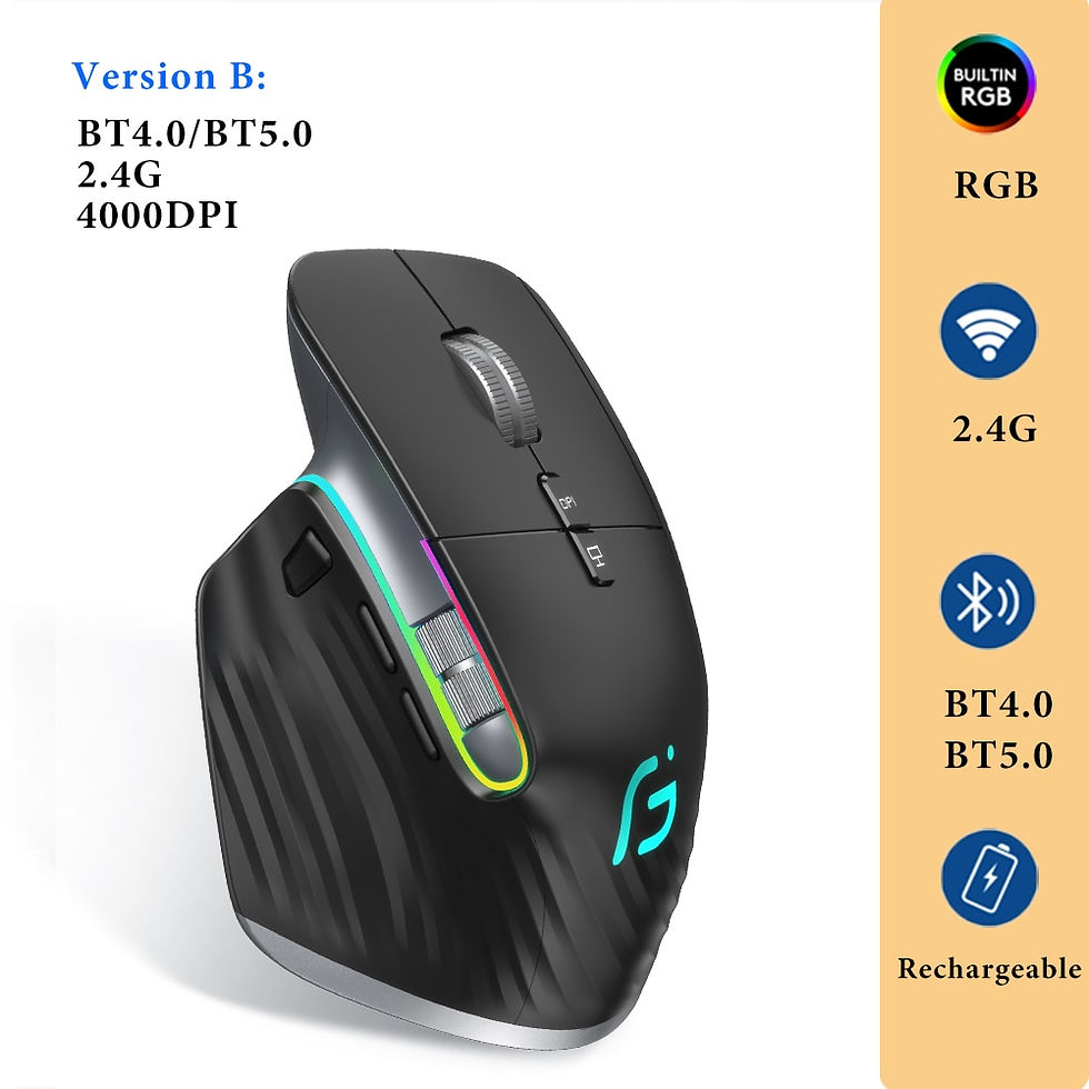Thumbnail: Wireless Gaming Mouse Ergonomic Bluetooth for Laptop Silence USB-C RGB Recharge