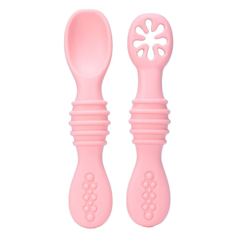 Thumbnail: Baby Spoon Forks Set Food Grade Silicone Sticky Spoon Children Cutlery Training