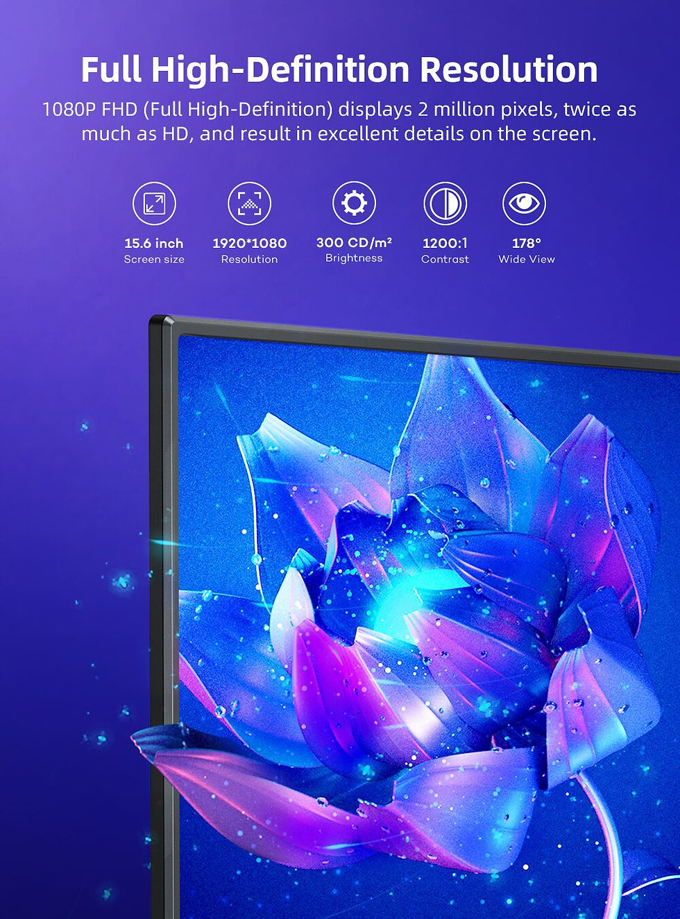 Thumbnail: UPERFECT Portable Monitor 15.6inch FHD 1080P Laptop Display USB C HDMI Gaming U