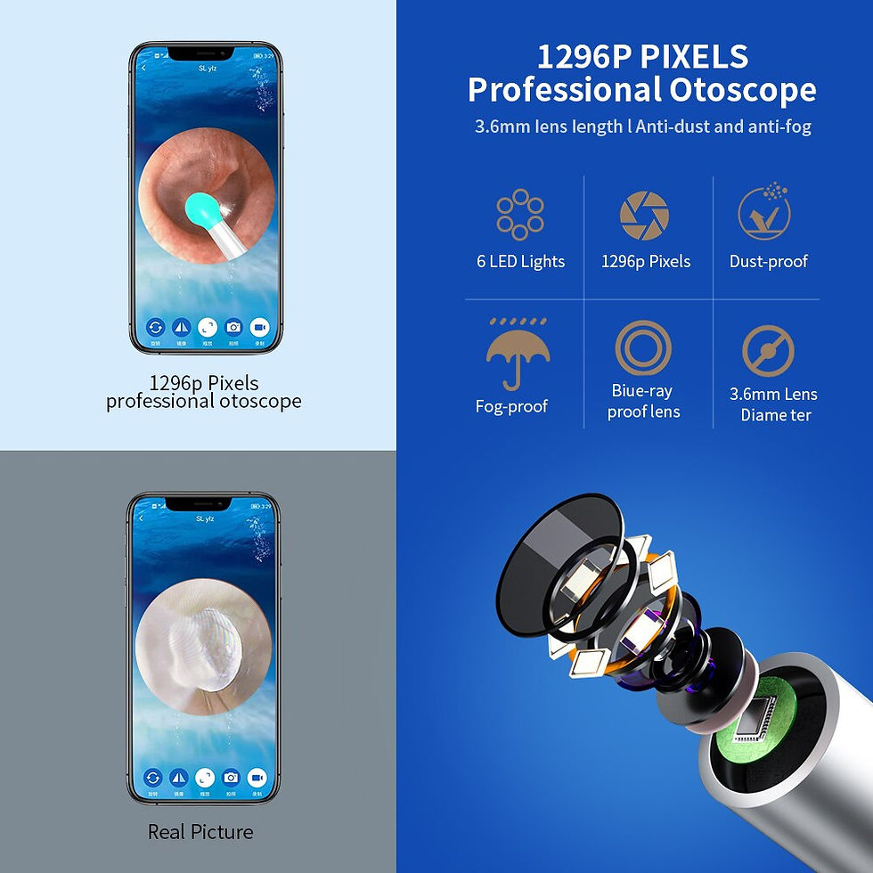 Thumbnail: Wireless WiFi Ear Pick Otoscope Camera Borescope Luminous Ear Wax Cleaning Teet