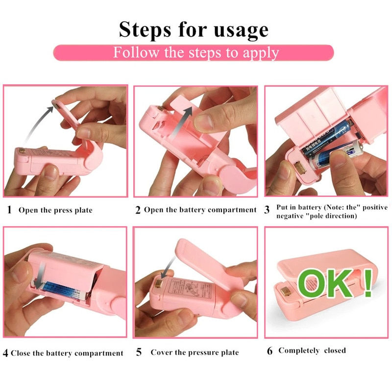 Thumbnail: Portable Bag Heat Sealer Plastic Package Storage Bag Clip Mini Sealing Machine 