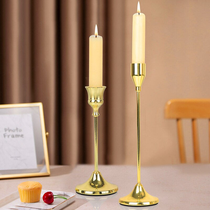 Thumbnail: 2Pcs/Set Nordic Light Luxury Metal Candlestick Simple Wedding Decoration Bar Pa